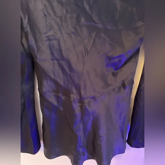 Christian Dior Blue Satin Evening blouse with Pleated Collar Sz XS - Picture 5 of 10